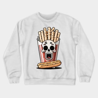 Fries, skull, and hotdog Crewneck Sweatshirt